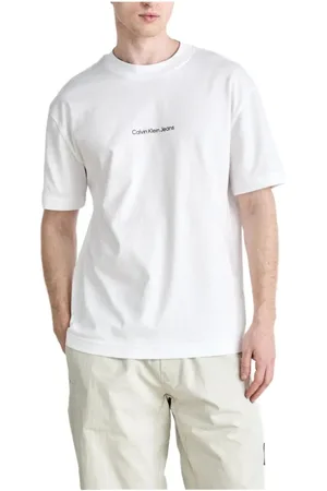 Calvin Klein Top, Herre, Hvid, M, Bomuld, Grid Monogram T-shirt