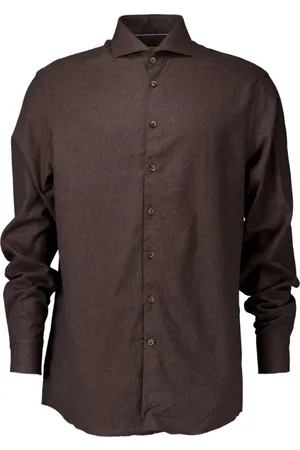 john miller Skjorte, Herre, Brun, 3XL, Langærmet Mørkebrun Skjorte