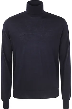 FILIPPO DE LAURENTIIS Strik, Herre, Blå, M, Cashmere, Blå Merino Turtleneck Sweater