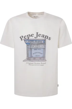 Pepe Jeans Top, Herre, Hvid, 2XL, Bomuld, Afslappet Rund Hals Bomuld T-shirt