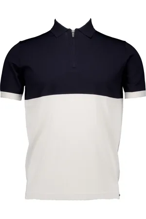 Gentiluomo Top, Herre, Flerfarvet, L, Zip SS Polo Shirt Navy Blue