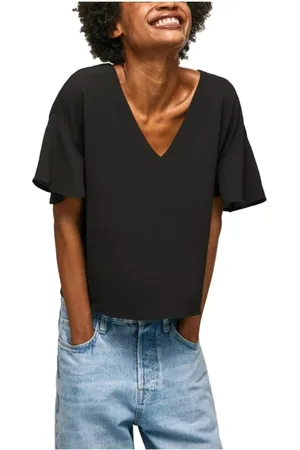 Pepe Jeans Top, Dame, Sort, XS, Bomuld, Elegant Bomuld Bluse