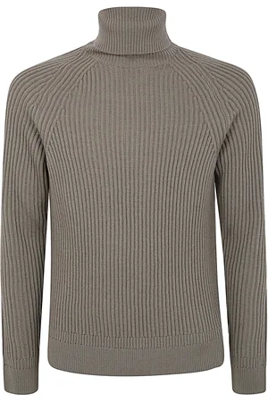 ZANONE Strik, Herre, Grå, M, Uld, Lys Grøn Slim Fit Turtle Neck
