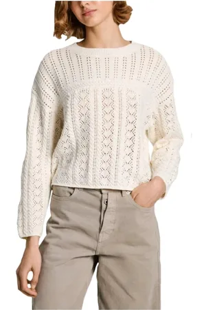 Pepe Jeans Strik, Dame, Hvid, M, Bomuld, Elegant Isadora Trøje