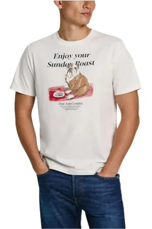 Pepe Jeans Top, Herre, Hvid, L, Bomuld, Afslappet Axel T-shirt