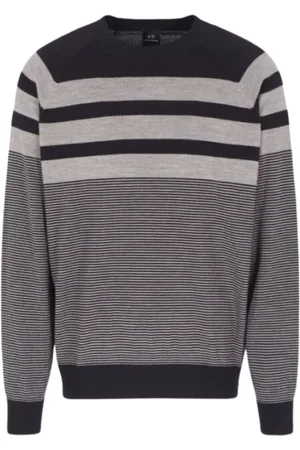 Armani Exchange Strik, Herre, Blå, XL, Uld, Mørkeblå Sweater Stilfuldt Model