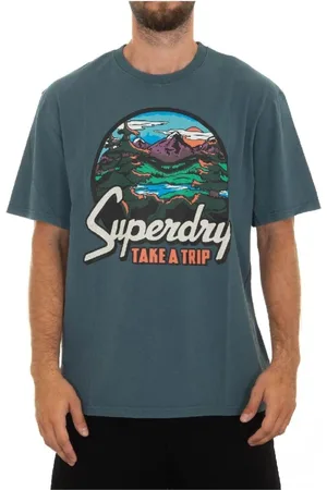 Superdry Top, Herre, Blå, S, Bomuld, Blå Rejse T-shirt