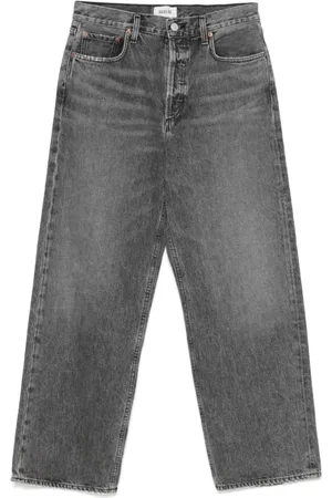 AGOLDE Jeans, Dame, Grå, W27, Bomuld, Mørkegrå Straight Jeans med Lav Talje