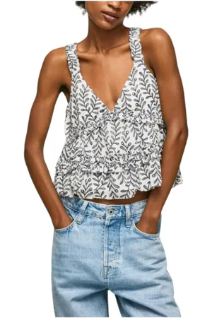 Pepe Jeans Top, Dame, Grå, L, Bomuld, Elegant V-hals Top til Kvinder