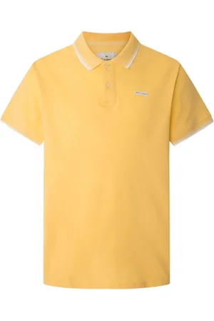Pepe Jeans Top, Herre, Gul, XL, Uld, Gul Kontrast Polo Skjorte Moderne Stil