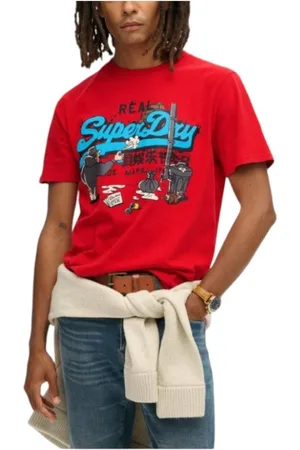 Superdry Top, Herre, Rød, M, Bomuld, New York Rød T-shirt Urban Stil