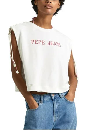 Pepe Jeans Top, Dame, Hvid, M, Grafisk Print Kortærmet T-shirt