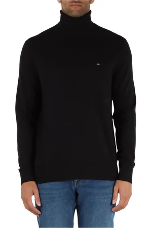 Tommy Hilfiger Strik, Herre, Sort, XL, Bomuld, Pima Bomuld og Cashmere Højhalset Sweater