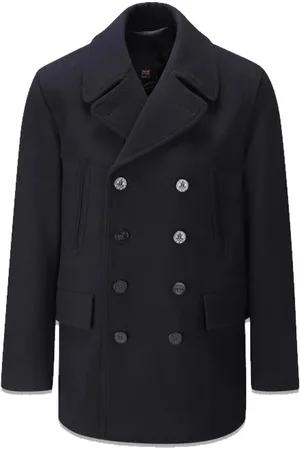 Gloverall Frakke, Herre, Blå, L, Bomuld, Churchill Reefer Peacoat Navy