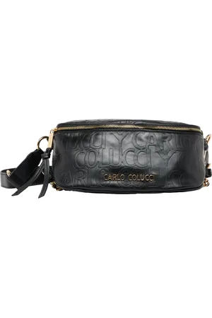 Carlo Colucci Taske, Dame, Sort, ONE SIZE, Uld, Præget Logo Slingbag Urban Stil