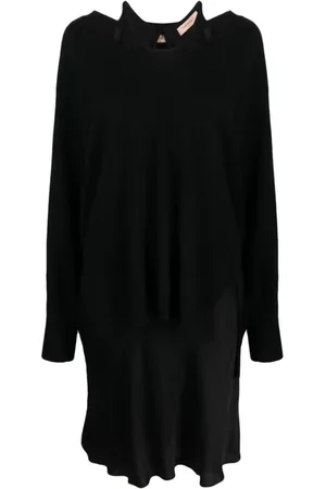 Twin-Set Kjole, Dame, Sort, S, Uld, Elegant Sort Midi Kjole