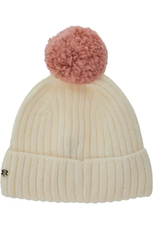 HELEN Tilbehør, Dame, Hvid, ONE SIZE, Uld, Hvid Beanie med Pompom og Logo