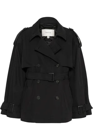 Gestuz Frakke, Dame, Sort, XS, Uld, Kort Sort Trenchcoat Jakke