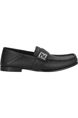 Fendi Sko, Herre, Sort, 44 EU, Uld, Sorte Læder Loafers Stilfuld Firkantet Tå