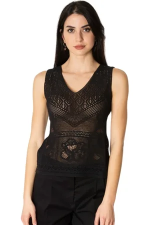 D.EXTERIOR Top, Dame, Sort, L, Sort Blondeblomst Top