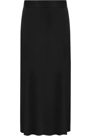 Elisabetta Franchi Nederdel, Dame, Sort, XL, Satin, Sort Satin Flared Midi Nederdel