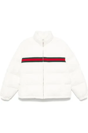 Gucci Jakke, Dame, Hvid, S, Uld, Hvid Pufferjakke med Broderet Logo