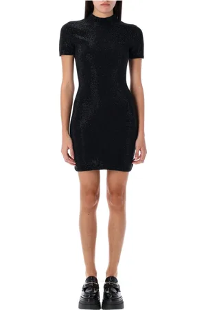 Alexander Wang Kjole, Dame, Sort, M, Uld, Sort Krystal Hotfix Minikjole Elegant Stil