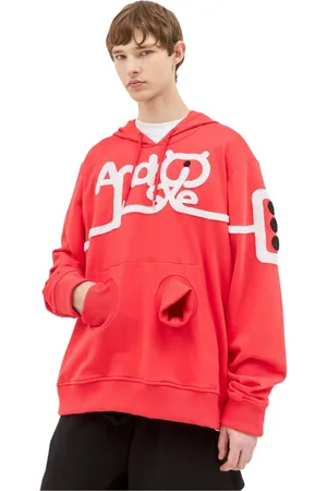 WALTER VAN BEIRENDONCK Sweathshirts & Hoodies, Herre, Rød, L, Bomuld, Hættetrøje med Android