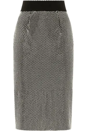 Dolce & Gabbana Nederdel, Dame, Grå, S, Polyester, Krystalpyntet knælang nederdel