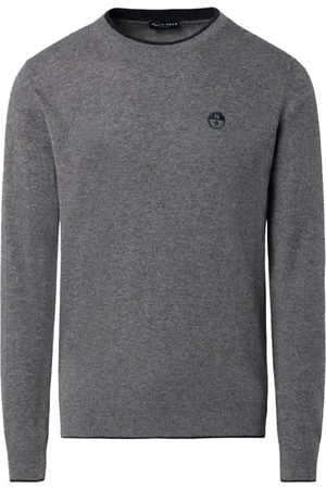North Sails Strik, Herre, Grå, L, Grå Crewneck Sweater med Kontrast Trim