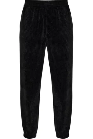 Emporio Armani Bukser, Herre, Sort, M, Velour Ribbed Jogger Bukser til Mænd