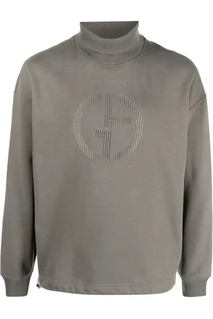 Giorgio Armani Sweathshirts & Hoodies, Herre, Grå, 2XL, Bomuld, Elegant Blå Hættetrøje til Mænd