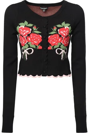 For Love & Lemons Strik, Dame, Sort, L, Uld, Sort Strik Cardigan Sweater