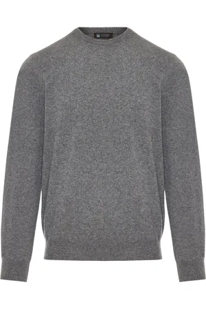 COLOMBO Strik, Herre, Grå, 2XL, Cashmere, Luksus Kid Cashmere Crew-Neck Sweater