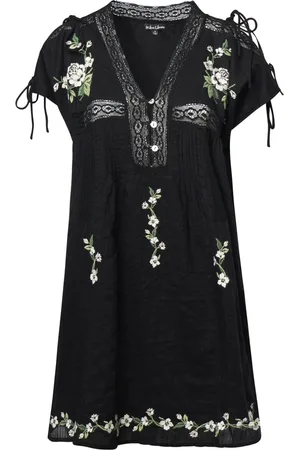 For Love & Lemons Kjole, Dame, Sort, S, Broderet Minikjole i Sort