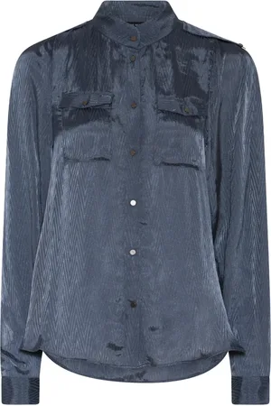 Bruuns Bazaar Bluser & Skjorter, Dame, Blå, XL, Uld, Vintage Indigo Stilfuld Skjorte
