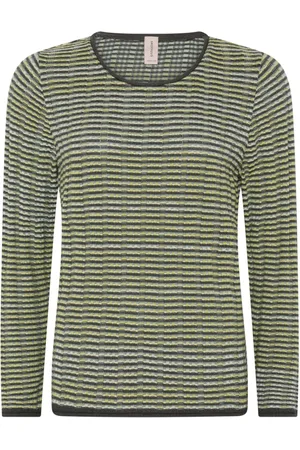 Skovhuus Strik, Dame, Grøn, XL, Bomuld, Multifarvet O-Neck Pullover Bluse Oasis