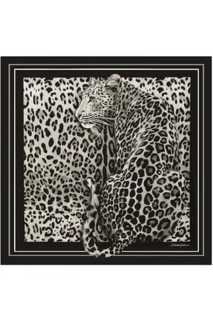 Dolce & Gabbana Tilbehør, Dame, Sort, ONE SIZE, Leopard Print Silketørklæde