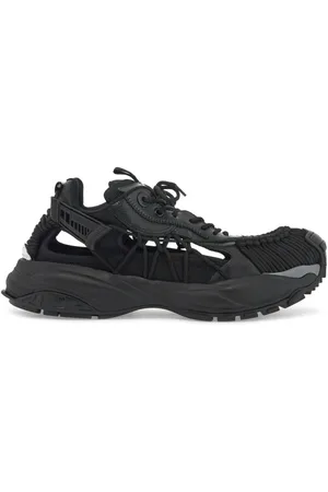 VERSACE Sko, Dame, Sort, 40 EU, Læder, Futuristiske Lædersneakers med Snøremønster