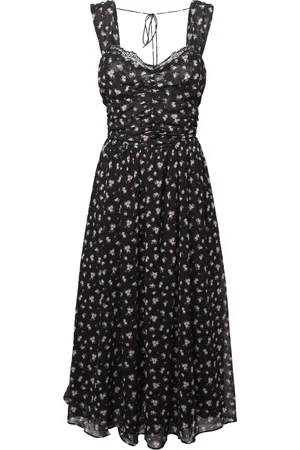 For Love & Lemons Kjole, Dame, Sort, L, Chiffon, Blomstret Chiffon Blonde Sort Kjole
