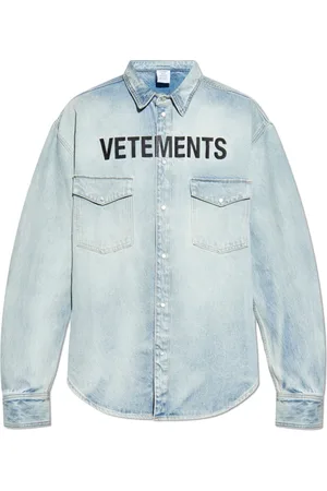 Vetements Skjorte, Herre, Blå, XL, Denim, Logo skjorte
