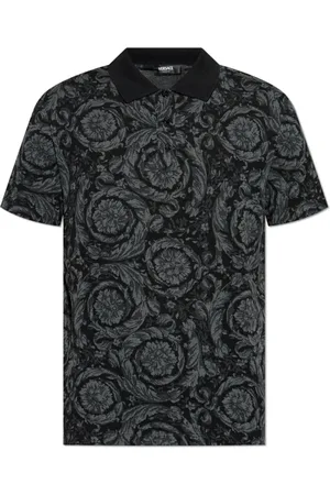 VERSACE Top, Herre, Sort, 2XL, Polo med Barocco mønster