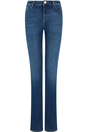 Emporio Armani Jeans, Dame, Blå, W27, Bomuld, Højtaljede Slim Straight Jeans