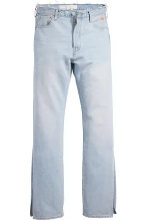 ERL Jeans, Herre, Blå, W32, Bomuld, Blå Bomuld Jeans med Rå Hem