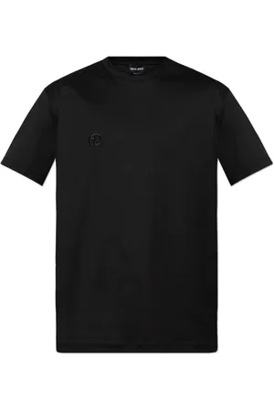 Giorgio Armani Top, Herre, Sort, 2XL, Bomuld, T-shirt med logo