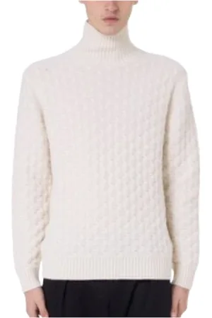 Paolo Pecora Strik, Herre, Hvid, XL, Uld, Stilfuldt Strik A043 F002