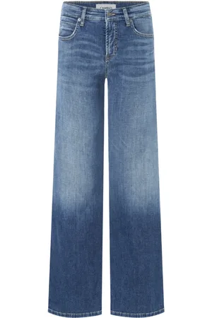 Cambio Jeans, Dame, Blå, XL, Bomuld, Vidde Jeans i Mid