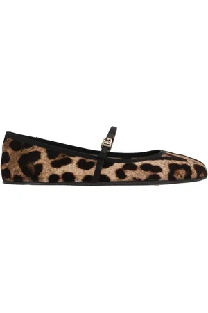 Dolce & Gabbana Sko, Dame, Brun, 40 EU, Læder, Leopard Print Mary-Jane Ballerina Flats