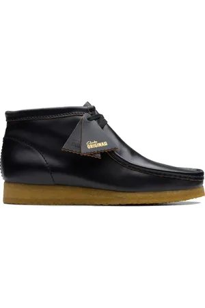 Clarks Sko, Herre, Sort, 43 EU, Læder, Sort Læder Wallabee Støvle