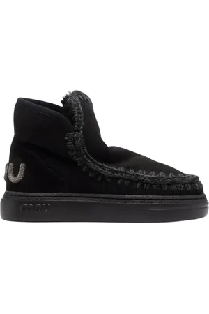 Mou Sko, Dame, Sort, 40 EU, Uld, Sort Shearling Flade Sneakers